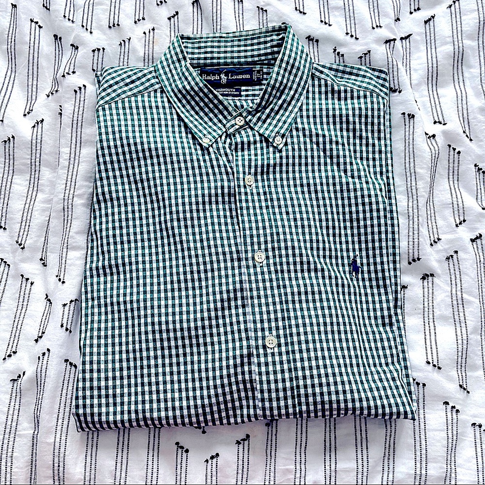 Polo by Ralph Lauren Mens Oxford Button Down Green plaid 17 34/35
